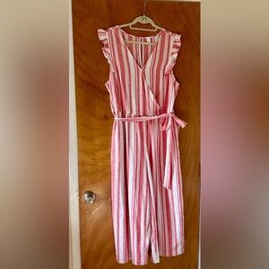 Old Navy Pink & White Striped Jumpsuit | Size XL